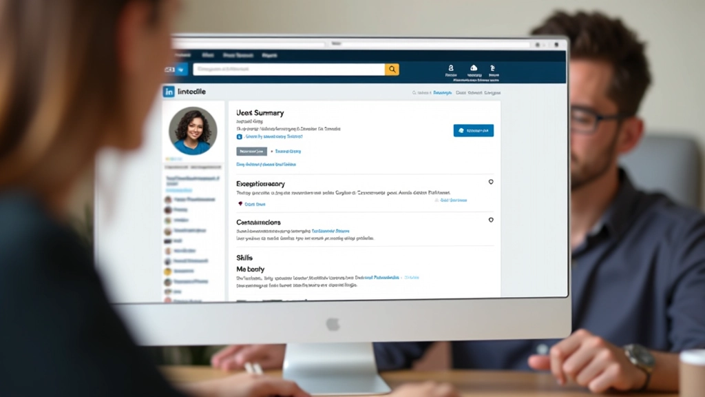 Perfil do LinkedIn aberto no navegador com diferentes seções de experiência profissional