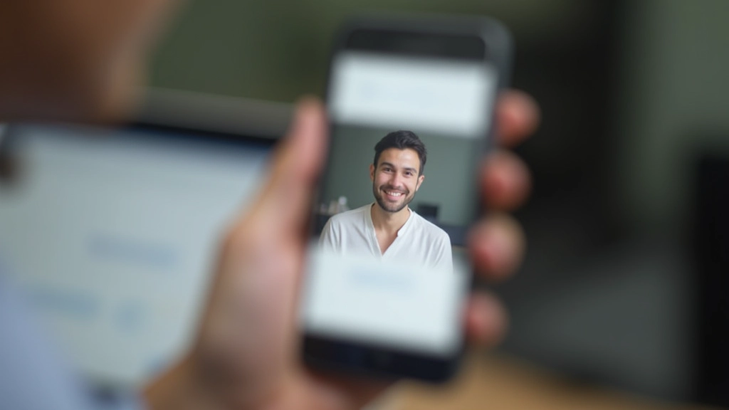 Portfólio de uma página em smartphone, design limpo e minimalista com navegação simples