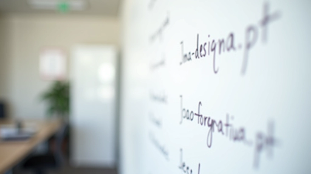 Exemplo de nomes de domínio curtos e memoráveis em um quadro branco